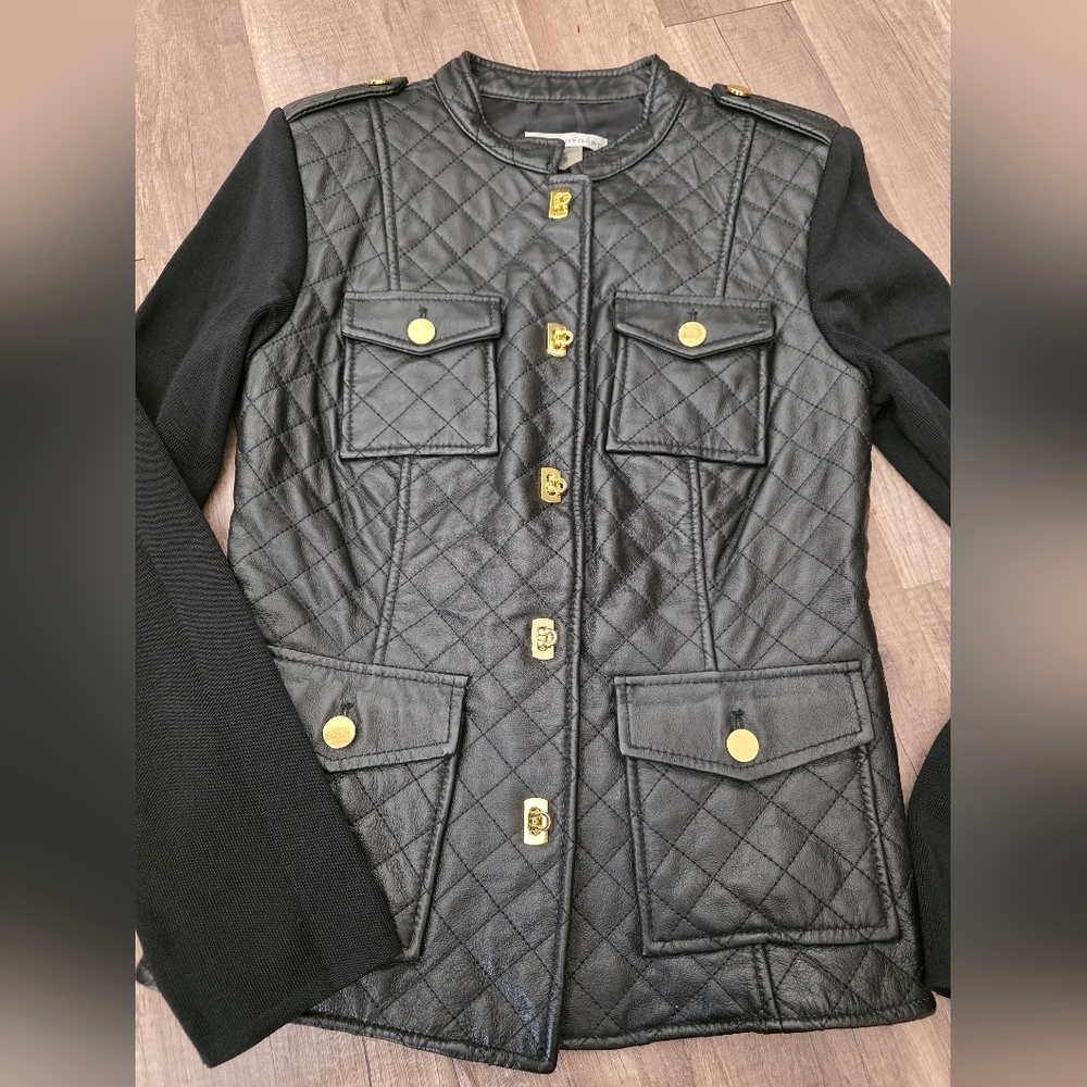 PETER NYGARD Black Quilted LEATHER JACKET Designer Whimsigoth Quiet Luxury Y2K - Picture 13 of 14
